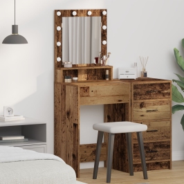 Mesa de Tocador  con Luces LED - Madera Vieja, 50x41x135 cm