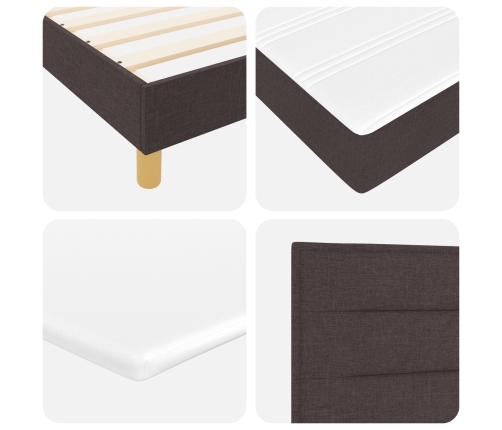 Cama con Box Spring  con Colchón Marrón Oscuro 200x200 cm Tela