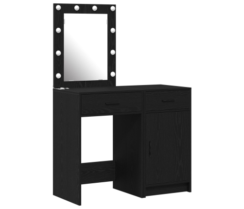 Set de Mesa de Tocador de 2 Piezas  con LED de Madera Elaborada Negra