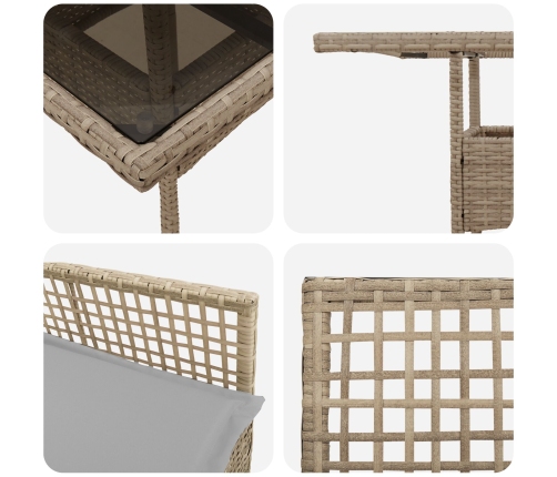 Juego de Comedor de Jardín de 5 Piezas Beige de Ratán Polímero