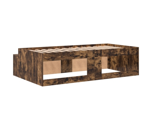 Estructura de Cama de Almacenamiento Roble Ahumado 75x190 cm