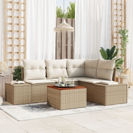 Conjunto de Sofá de Jardín  Juego de 5 Beige y crema