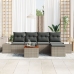 Conjunto de sofá de jardín de 6 piezas con cojines gris ratán sintético acacia