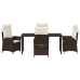 Set de Comedor de Jardín de 5 Piezas con Cojines Marrón Poliratán