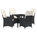 Conjunto de Comedor de Jardín de 5 Piezas con Cojines - Poliratán Negro