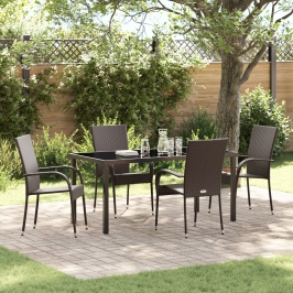 Set de comedor de jardín de 5 piezas Marrón Poliratán