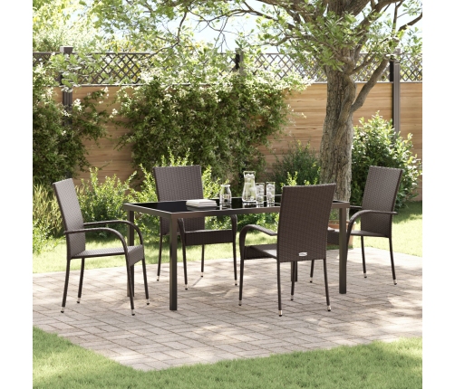 Set de comedor de jardín de 5 piezas Marrón Poliratán