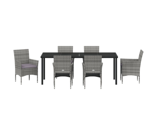 Set de Comedor de Jardín de 2 Piezas Gris Ratán de Poliéster