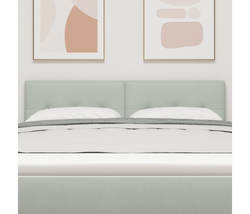 Cabecero de  con botones, tufted, gris claro, 140 cm, terciopelo