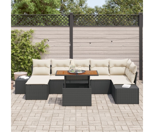 Conjunto de Sofás de Jardín  Set de 8 Cojines crema con marco negro