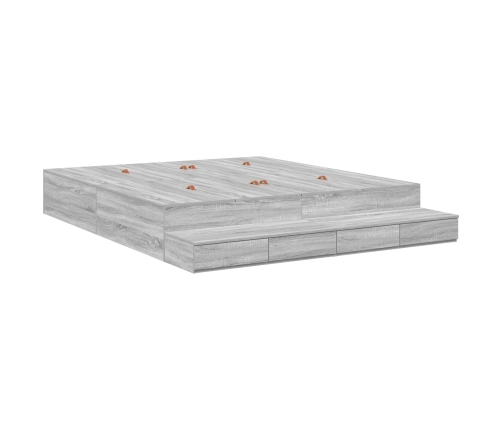 Cama con Almacenamiento  Grey Sonoma Madera 180 x 200 cm