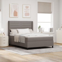 Cama box spring con colchón y LED Taupe 140x200 cm Tela