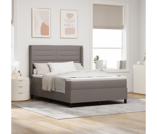 Cama box spring con colchón y LED Taupe 140x200 cm Tela