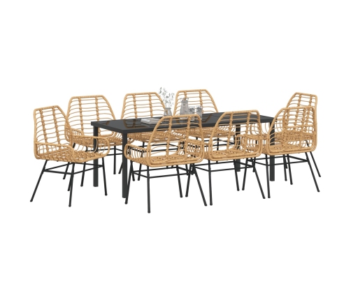 Conjunto de Comedor de Jardín  de 9 Piezas Marrón Poliratán
