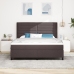 Cama con somier y colchón  marrón oscuro 180x200 cm tela