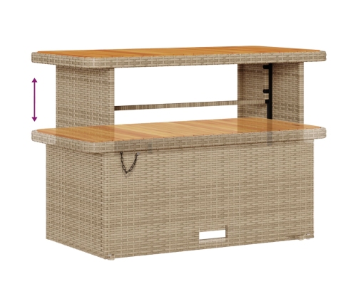 Conjunto de Comedor de Jardín de 4 Piezas con Cojines Beige de Ratán y Acacia