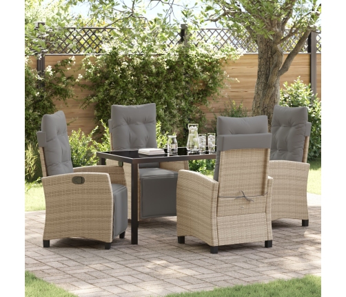 Set de Comedor de Jardín de 5 Piezas Beige de Poliratán