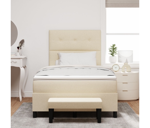 Cama Box Spring con Colchón y Banco Crema 120x200 cm Tela