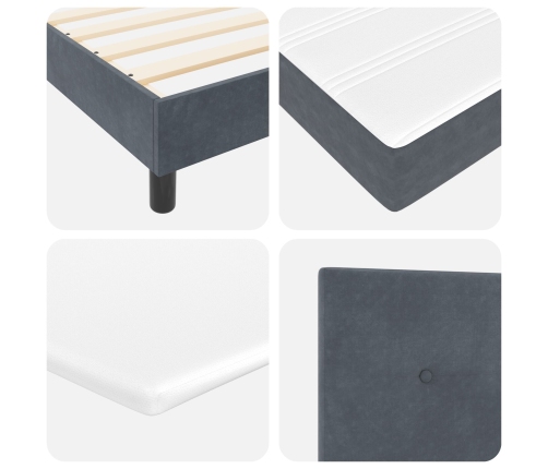 Cama Box Spring con Colchón  Gris Oscuro 90x200 cm Terciopelo