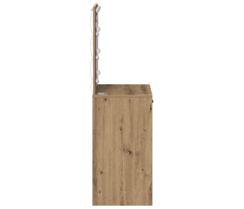Mesa de tocador  con luces LED de roble artesano 50x41x135 cm