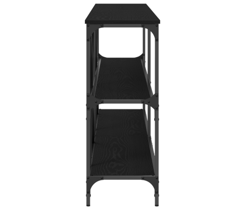 Mesa de Consola  Negro Roble 200x30x75 cm Madera Ingenierizada y Acero