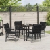 Set de Comedor de Jardín de 5 Piezas con Cojines de Poliratán Negro