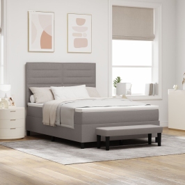 Cama con somier  con colchón & banco taupe 140x190 cm de tela