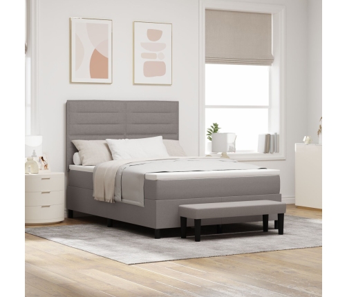 Cama con somier  con colchón & banco taupe 140x190 cm de tela
