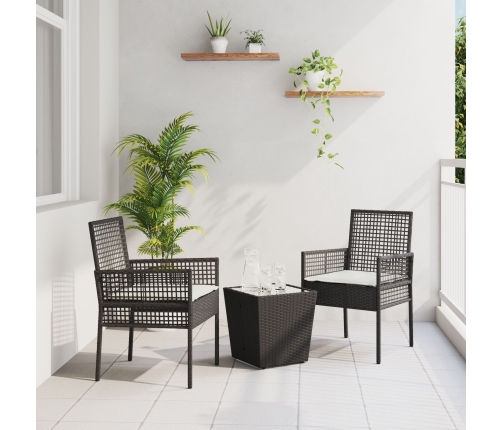 Conjunto Bistro de Jardín de 3 Piezas con Cojines en Ratan Sintético Negro