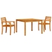 Conjunto de Comedor de Jardín de 3 Piezas de Madera Sólida de Acacia