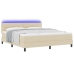 Cama Box Spring con Colchón & LED Crema 180x200 cm Tela
