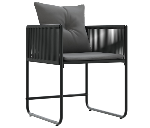 sillas de jardín  con cojines 4 pcs Rattan Poliéster Negro