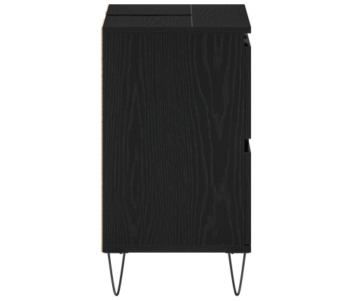 Mueble para lavabo de baño  Negro Roble 80x33x60 cm Madera elaborada
