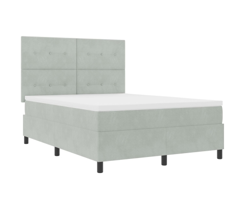 Cama Box Spring  con Colchón Gris Claro 140x190 cm Aterciopelado
