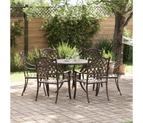 Set de Comedor de Jardín de 7 Piezas de  en Aluminio Fundido Color Bronce