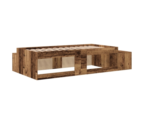 Marco de cama de almacenamiento de madera antigua 90x200 cm