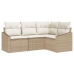 Conjunto de Sofá de Jardín de 4 Piezas con Cojines Beige Poliéster