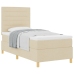 Cama con Base de Muelles y Colchón Crema 90x200 cm Tela