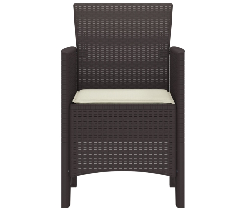Silla de Jardín Set de 4 Marrón con cojín crema