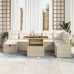 Conjunto de sofá de jardín de 9 piezas con cojines beige de ratán sintético