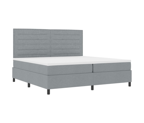 Cama con somier  con colchón y luz LED gris 200x200 cm de tela
