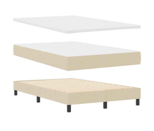 Cama Box Spring con Colchón y Banco Crema 120x200 cm Tela