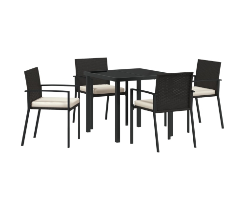 Conjunto de comedor de jardín de 5 piezas Poliratán negro