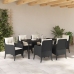 Set de Comedor de Jardín  7 Piezas con Cojines Negro Poliratán