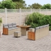 Juego de Sofás de Jardín de 10 Piezas con Cojines Beige Ratan Poly Acacia,  Sofá de Jardín de 2 Plazas con Cojines Beige Ratan Poly,  Juego de Comedor de Jardín de 3 Piezas con Cojines Beige Ratan Poly Acacia