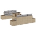 Set de Sofá de Jardín  7 Piezas Beige, Gris Ratán, Poliéster