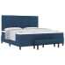 Cama Box Spring con Colchón y Banco Azul 200x200 cm Tela