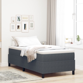 Cama Base  con Colchón Gris Oscuro 100 x 200 cm Tela de Corduroy