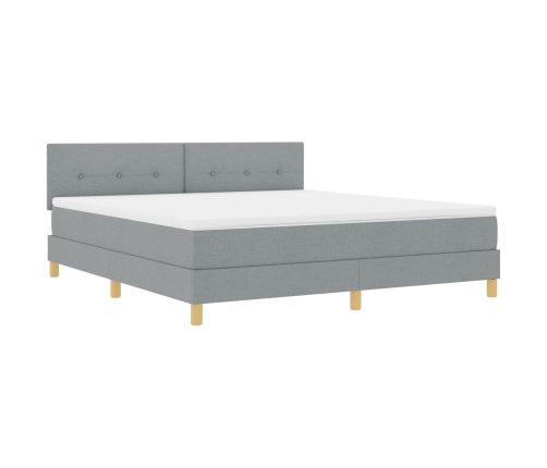 Cama de Somier con Colchón Gris Claro 180x200 cm Tela