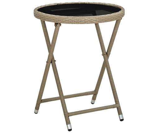 Conjunto de Bistro de Jardín de 3 Piezas  con Cojines Beige de Poliratán